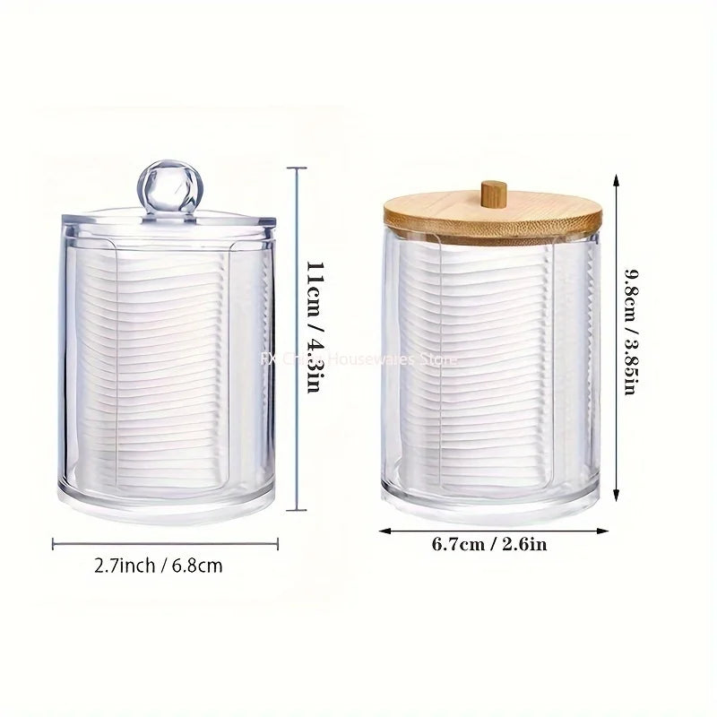 1/2 Pcs Makeup Organizer Round Clear Acrylic Makeup Organizer Makeup Cotton Pad Swab Holder Cotton Pad Organizer Box Makeup Pads Oasis Select