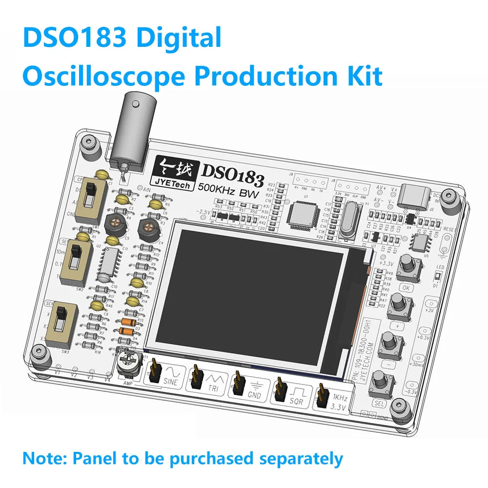 DC 5V DSO183 0-500KHz Digital Oscilloscope DIY Parts Beginner Training Measurement Instrument Electronic Kit Type C Interface Oasis Select