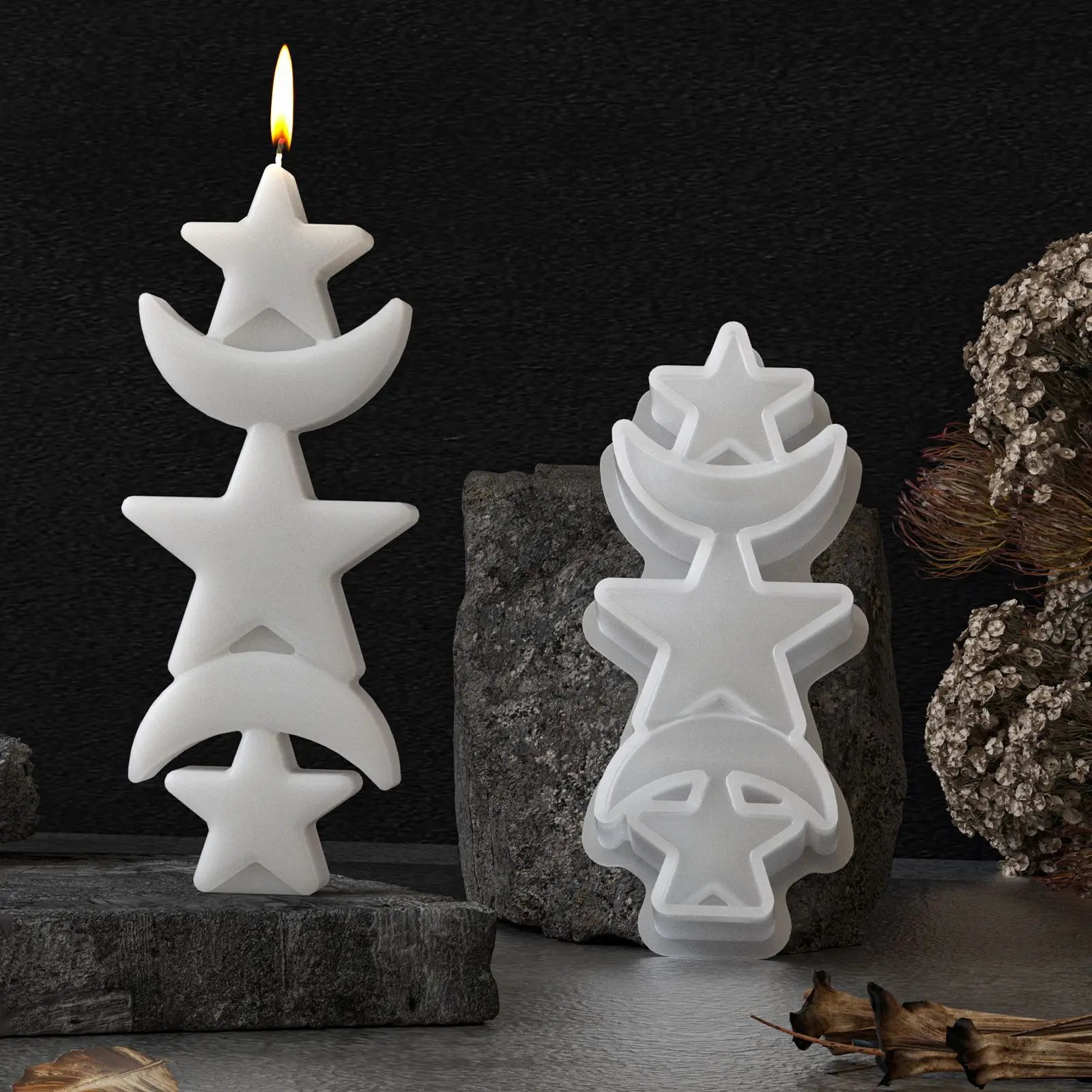 3D Decoration Candle Silicone Mold DIY Aromatherapy Candle Gift Sun Moon Star Moon Decoration Mold Home Gift Oasis Select