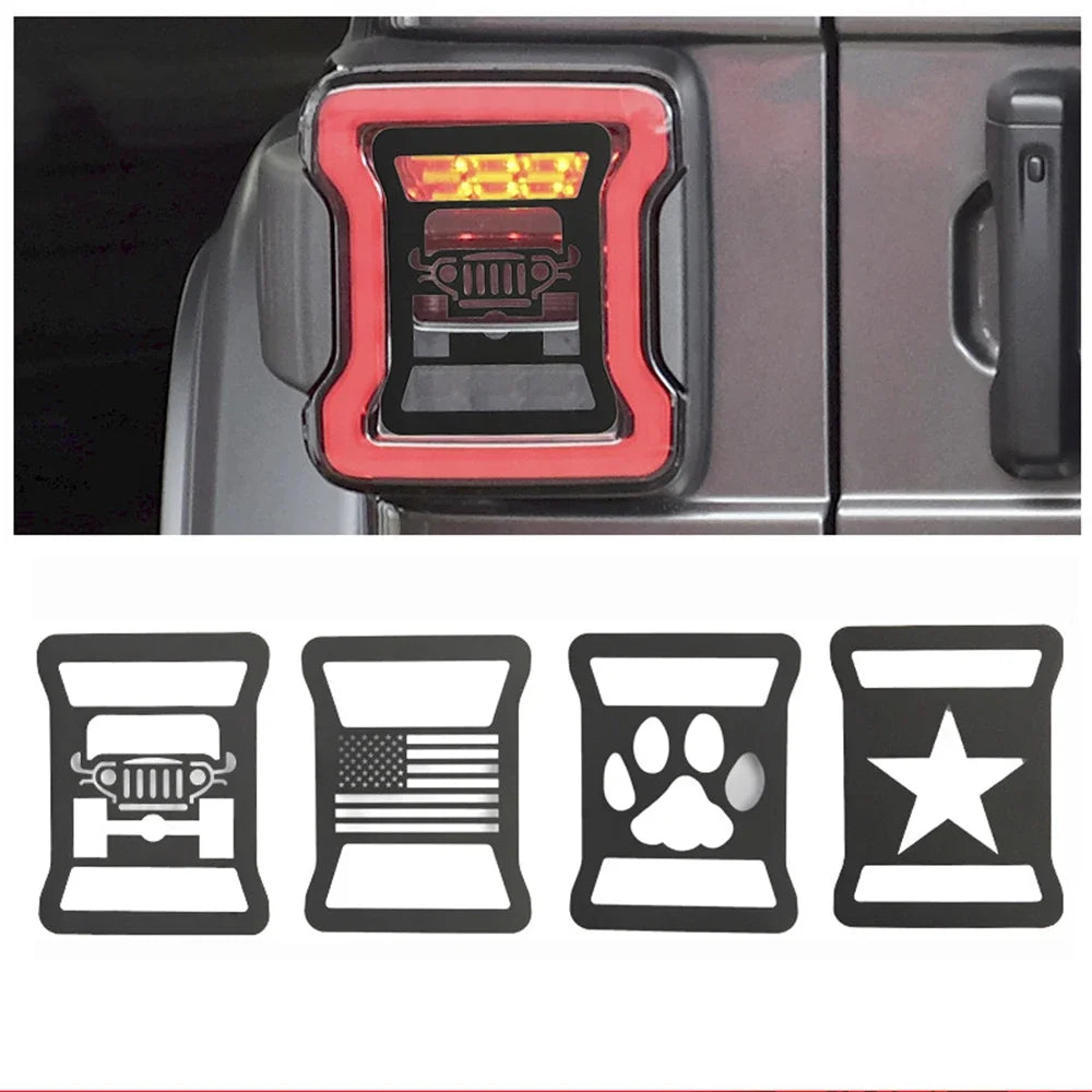 1Pair For Jeep Wrangler JL 2018 - 2022 Lamp Hood Rear Light Cover Decoration Brake Car Sticker Rear Taillight Protector Guard Oasis Select