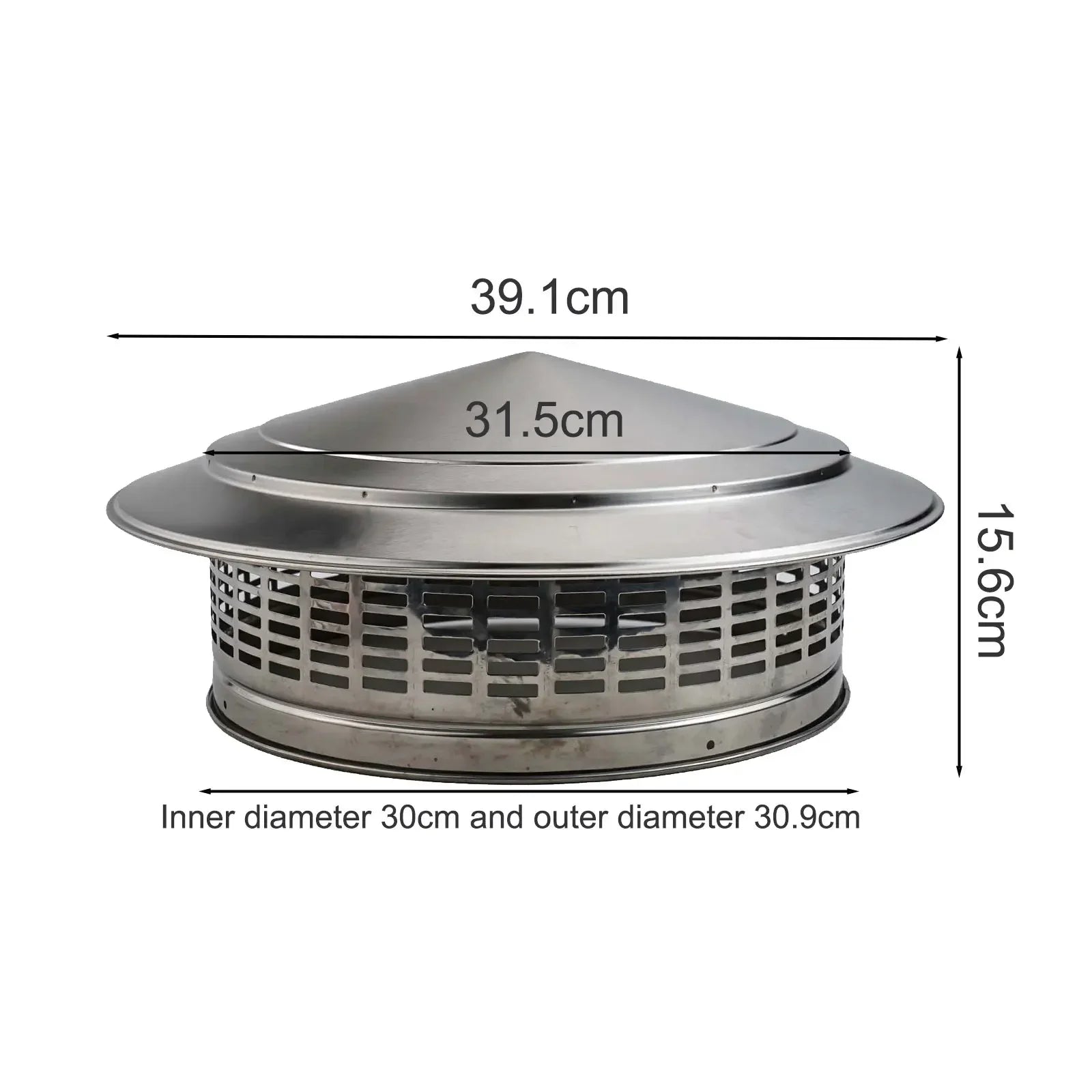 39*15.6*25cm Fireplace Chimney Hat Metal Top Hat Flue Umbrella-like Design Protects Exhaust System Suitable For All Decor Styles