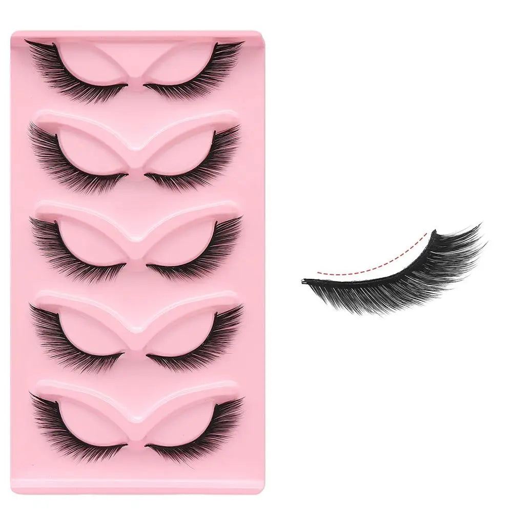5 Pairs Faux Mink Wispy False Eyelashes – Fluffy Cat Eye Lashes