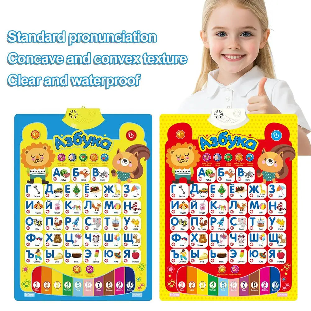 Russian Electronic Interactive Alphabet Wall Chart Talking ABC 123s Music Learning Poster Educational Preschool Alphabet Chart Oasis Select
