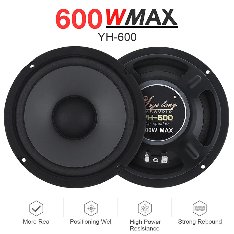 YH-600 600W 6inch Coaxial Speaker, Superior Full Frequency Car Audio Stereo Oasis Select