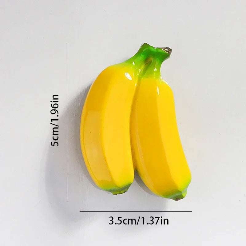 Creative Fridge Magnet Decor 3D Cute Cartoon Fruit Message Board Refrigerator Magnet Sticker for Kids Toy Gift Home Decoration Oasis Select banana