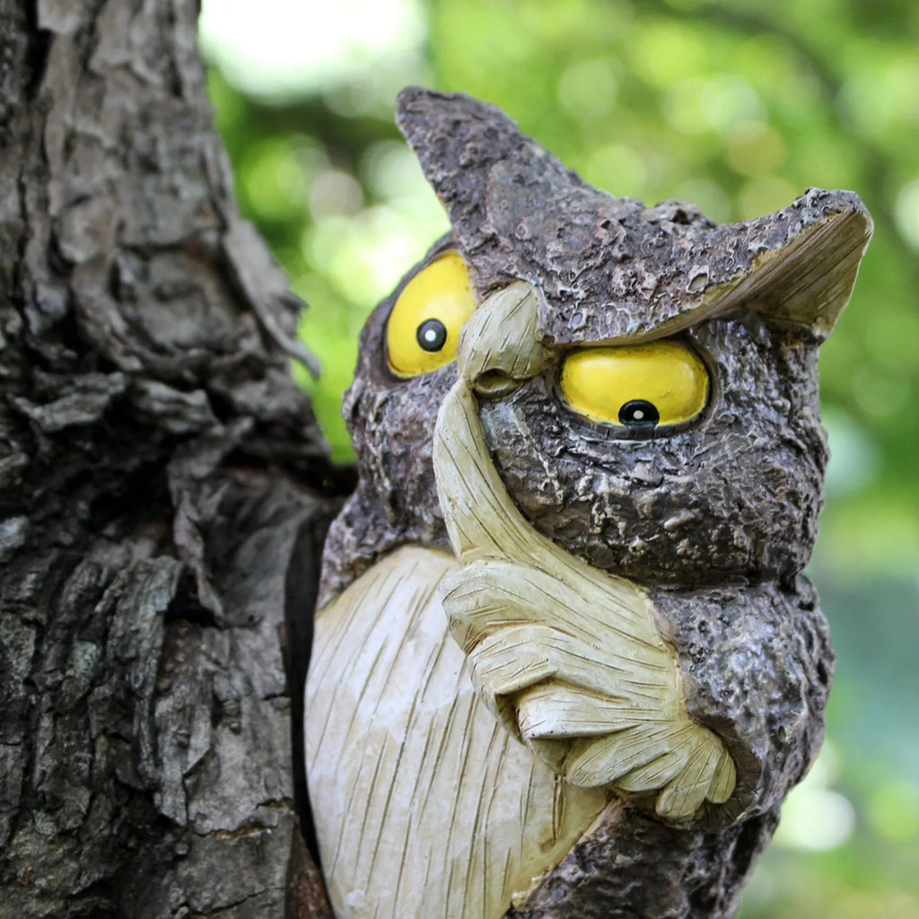 Owl Tree Hanging Garden Ornament – Resin Animal Decoration Garden Tree Ornament Oasis Select black One Size