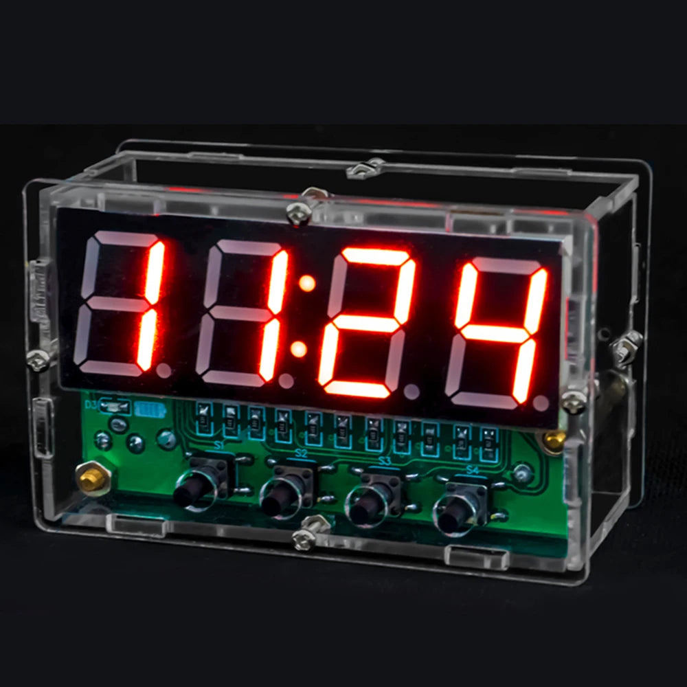 LED Digital Electronic Clock DIY Kit Clock Teaching Welding Exercise Circuit Board Set with Alarm Clock Temperature Countdown Oasis Select