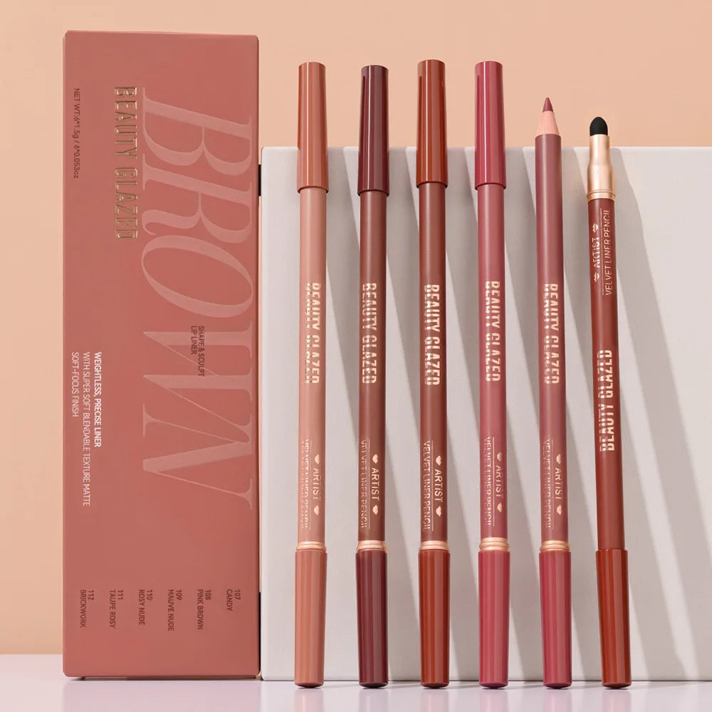 6-Piece Matte Dual-Ended Lip Liner Set – Long-Lasting, All Tones Lip Liner Set Oasis Select