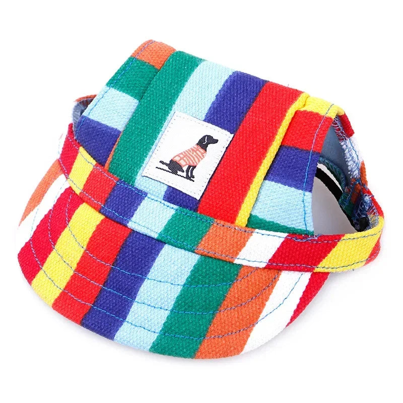 Dog Baseball Cap Hat with Neck Strap Adjustable Comfortable Ear Holes for Small Medium Large Dogs in Ourdoor Sun Protection Oasis Select Stripe M
