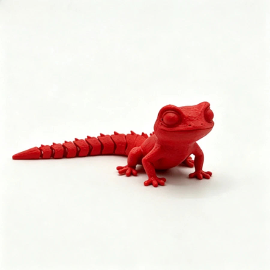 3D Printed Articulated Gecko Lizard ToyJoints Stress Relief Sensory Toy for Kids Adults Desktop Decor Gifts Reptile Model Gecko Oasis Select Red