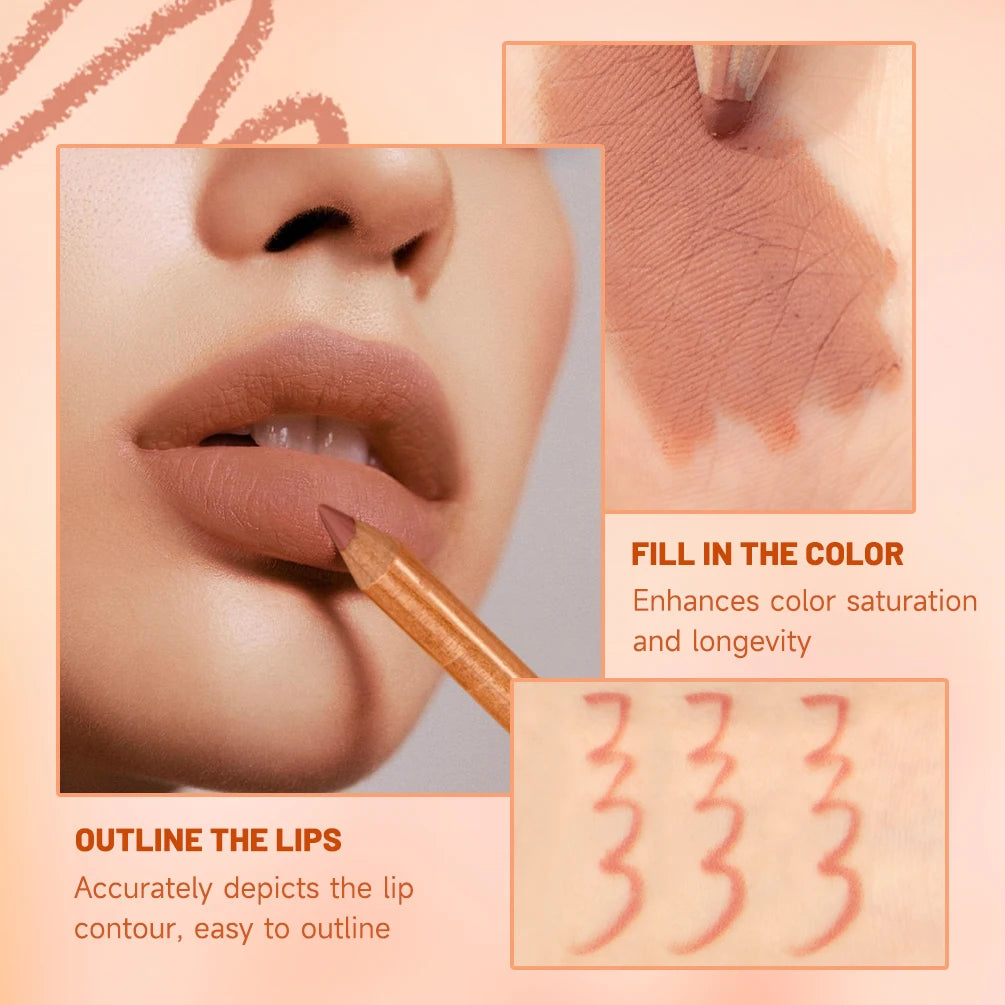 QIBEST 12-Pc Matte Lip Liner Set – High Pigment Velvet Lipliner