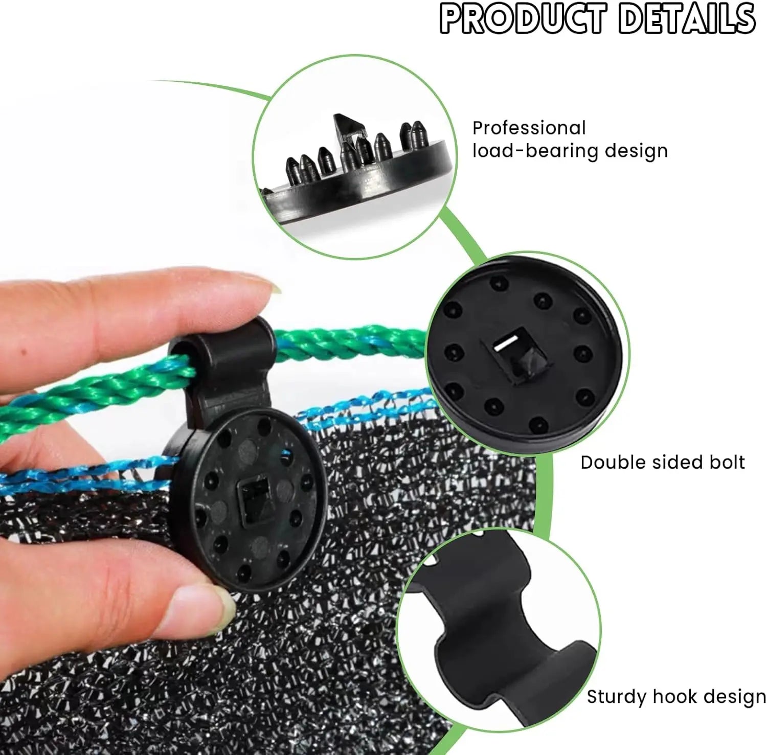40/60 PCS Black Round Shade Cloth Clips Heavy Duty Plastic Fasteners for Sunshade Net Bird Netting Fabric Connectors Oasis Select