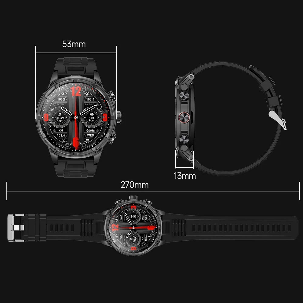 Waterproof Outdoors Smartwatch Flashlight Women Music Sports Blue Tooth Call 710mAh Heart Rate Health Monitor Smart Watches Men Oasis Select