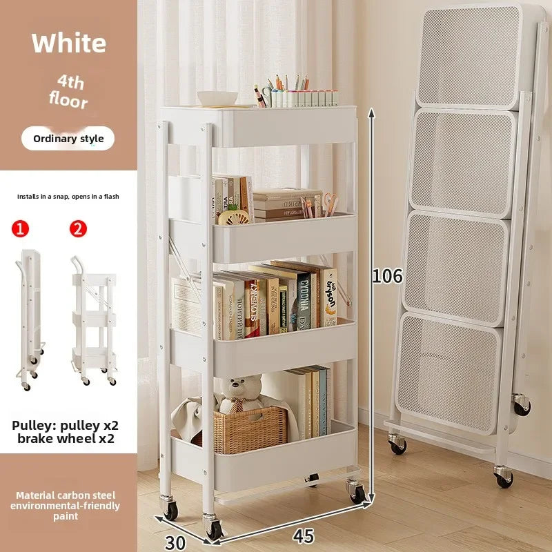Multi-functional trolley rack household folding multi-layer carbon steel storage rack Oasis Select