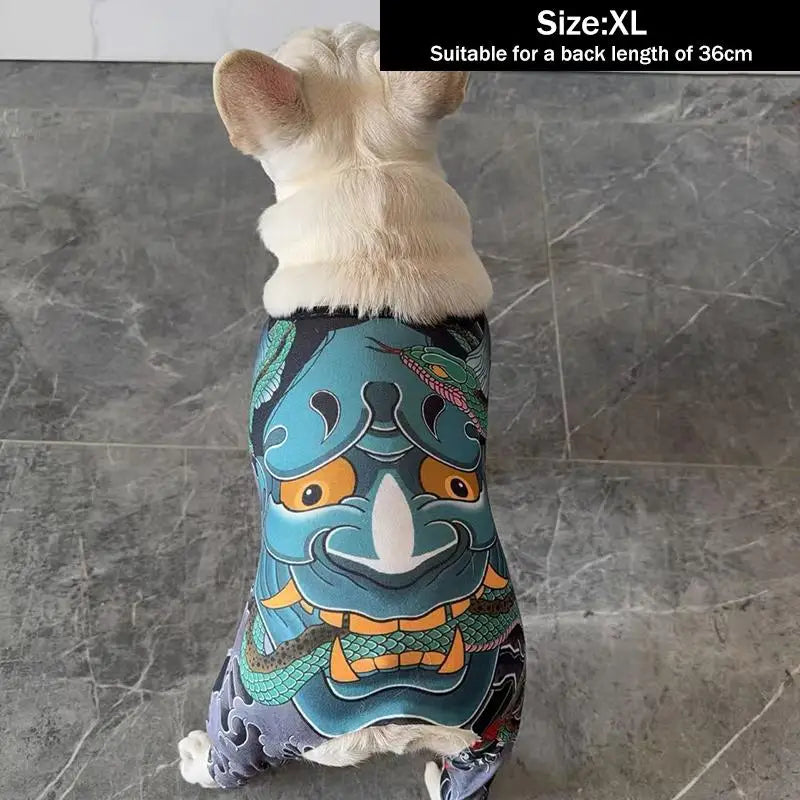 Four Seasons Universal Dog Pet Tattoo Vest Thin Light Breathable Pet Clothes Funny Cool Close-fitting Dog Cat Tattoo T-shirt Oasis Select XL