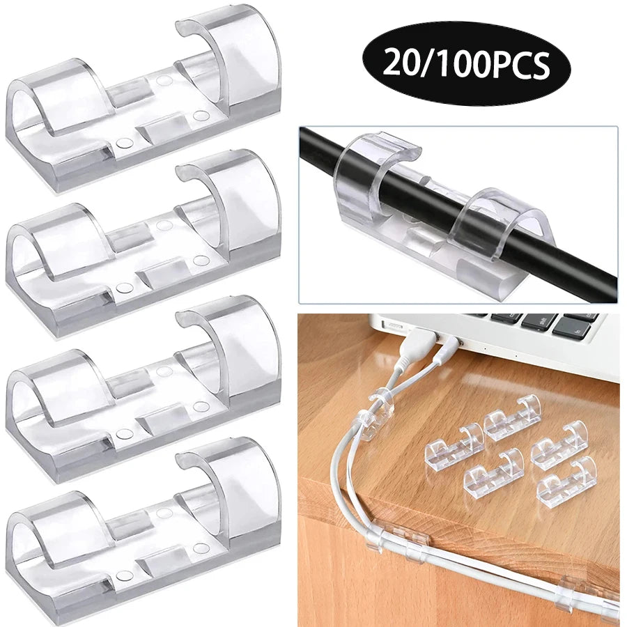 Self-Adhesive Cable Clips 20/100 Pack – Desk Wire Organizer Cable Organizer Clips Oasis Select
