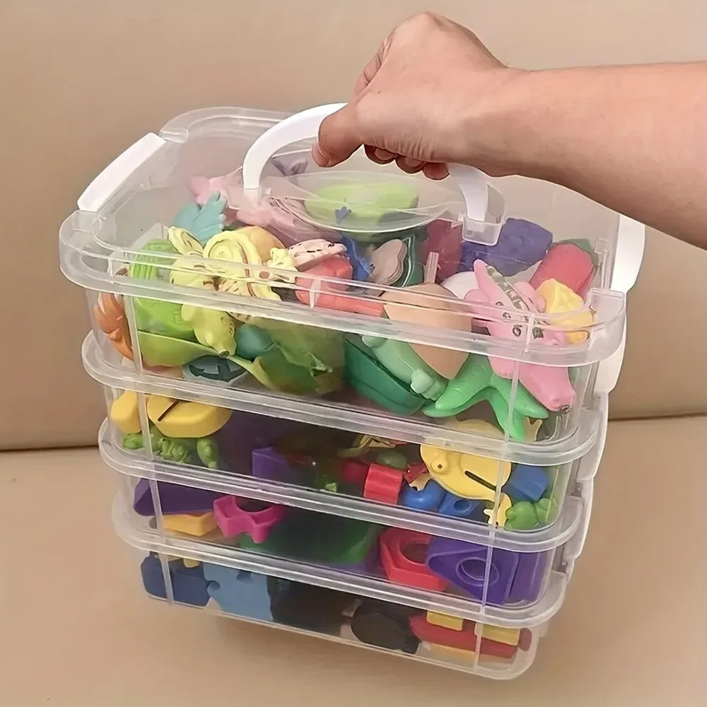 4-layer Transparent Plastic Storage Box Cover Partitioned Drawer Storage Box Building Block Storage Box Portable Storage Box Oasis Select