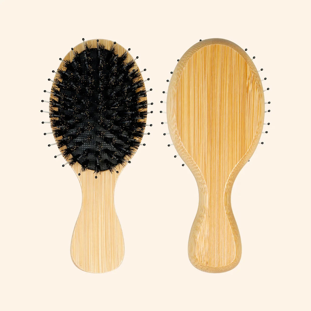 Bamboo Hair Brush Wooden Handle with Boar Bristles for Gentle Hair Combing Detangling and Scalp Massage Oasis Select 444-2B-02