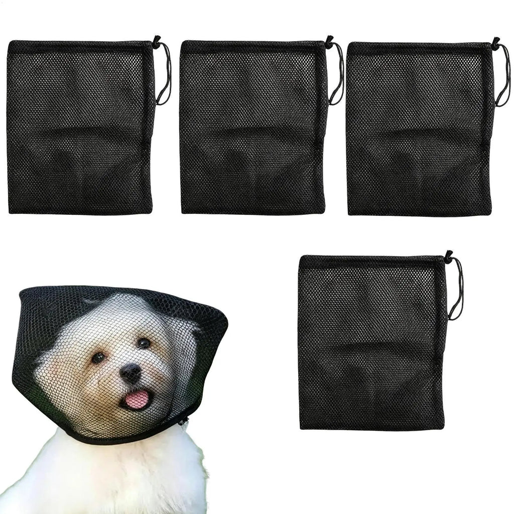 4Pcs Pet Mesh Head Cover for Dogs Anti-Eating Stray Headgear Breathable Portable Outdoor Walking Muzzle Sleeve Pet Accessories Oasis Select