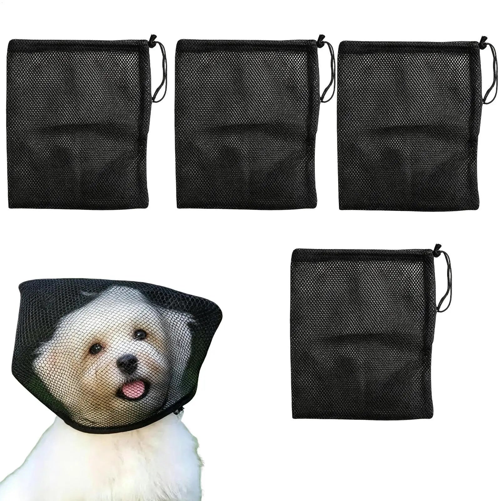 4Pcs Pet Mesh Head Cover for Dogs Anti-Eating Stray Headgear Breathable Portable Outdoor Walking Muzzle Sleeve Pet Accessories Oasis Select