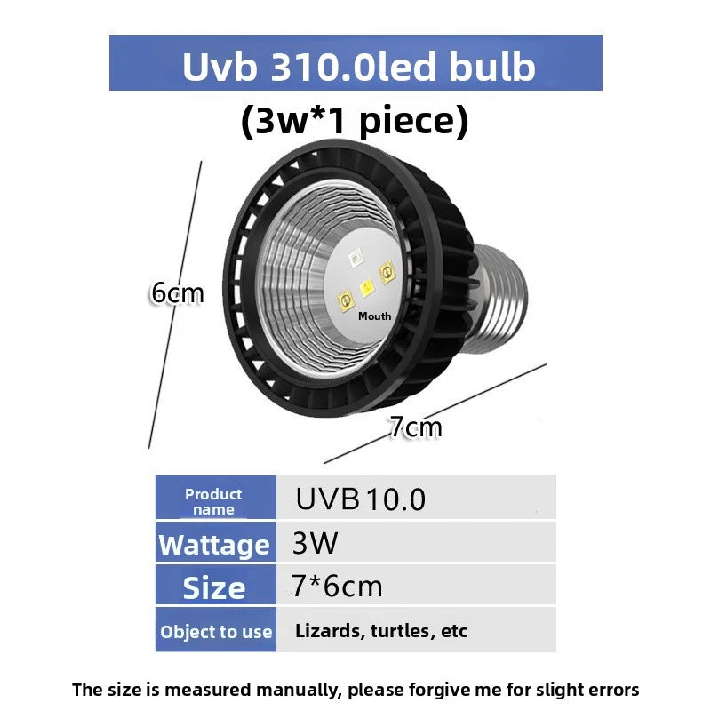UVB UVA LED Reptile Basking Lamp for Turtles & Lizards | 3W