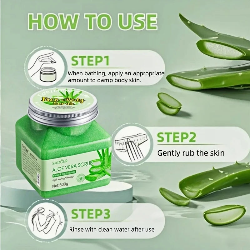 SADOER 500g Aloe Vera Exfoliating & Purifying Body Scrub Exfoliating Body Scrub Oasis Select