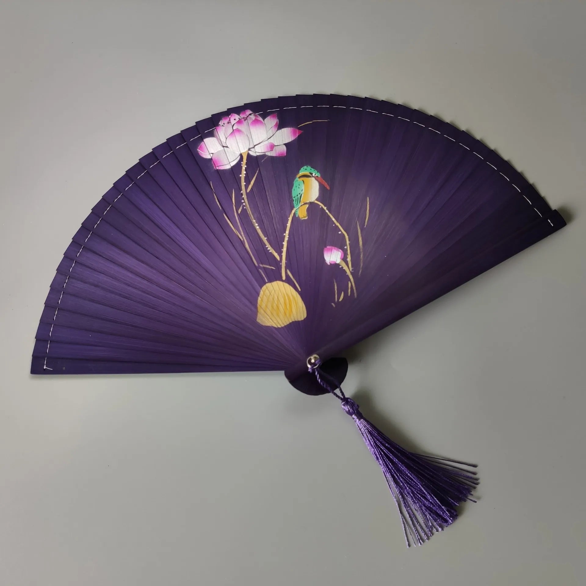 All Bamboo Spray Painting Fan High-end Fine Dance Hollow Carving