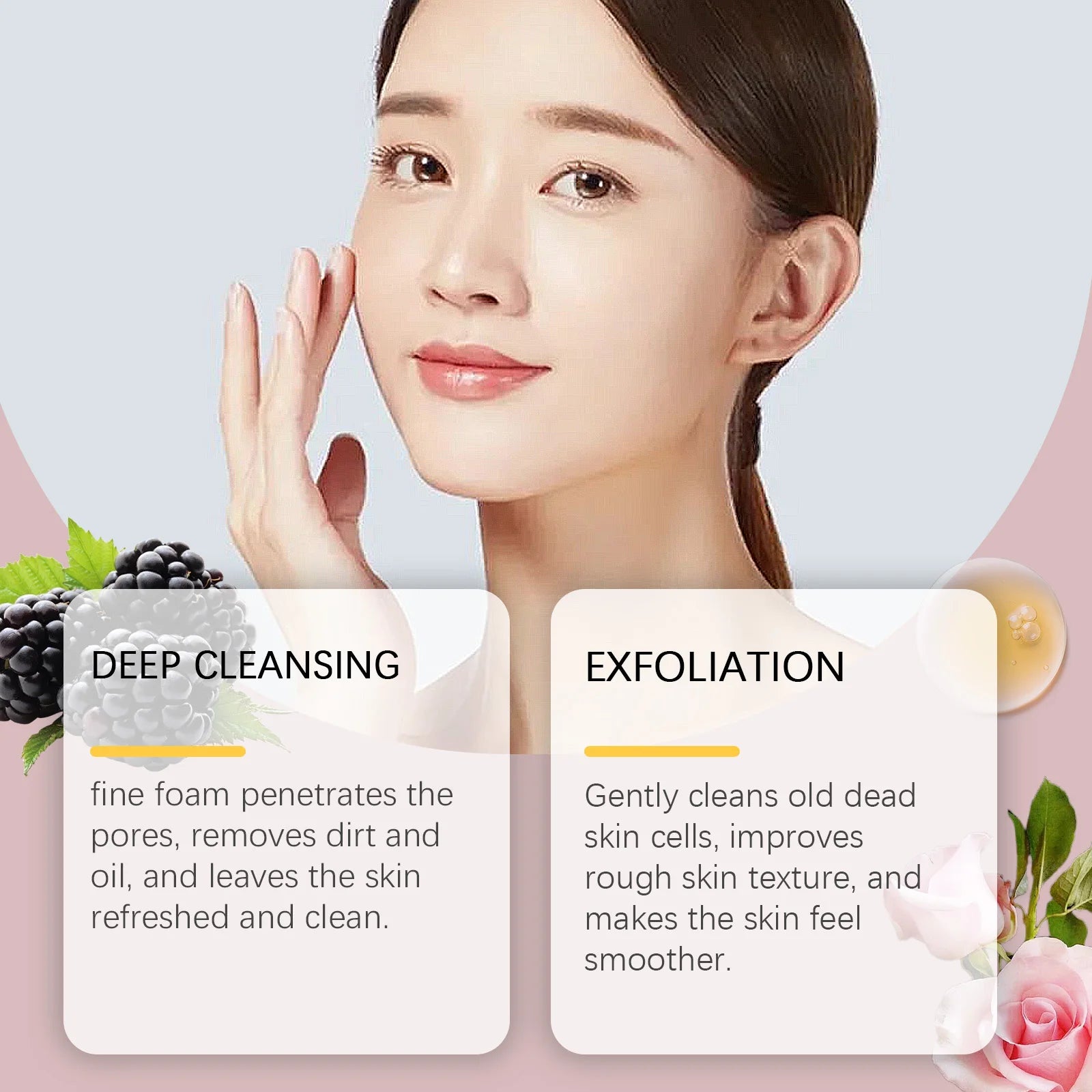 Rice Facial Cleanser Exfoliating Remove Dirt Anti Acne Oil Control Deep Cleansing Pores Shrinking Brightening Cleansing Mousse Oasis Select