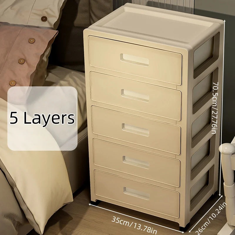 Large Capacity Storage Cabinet with Rolling Wheels,3-6 Tier, for LivingRoom/Bedroom/StudyOrganization,Cream Color Oasis Select 5 Layers