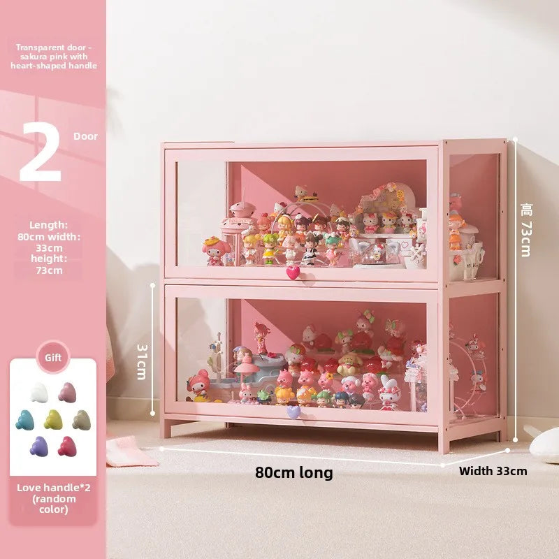 Display cabinet Household blind box ornament Pain cabinet decoration Dust-proof glass display stand Living room model cabinet Oasis Select Two doors 80 long