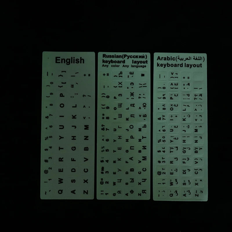 Luminous Keyboard Film Spanish,Russian,Arabic,French,English Etc Language Fluorescent Keyboard Letter Protective Stickers Oasis Select