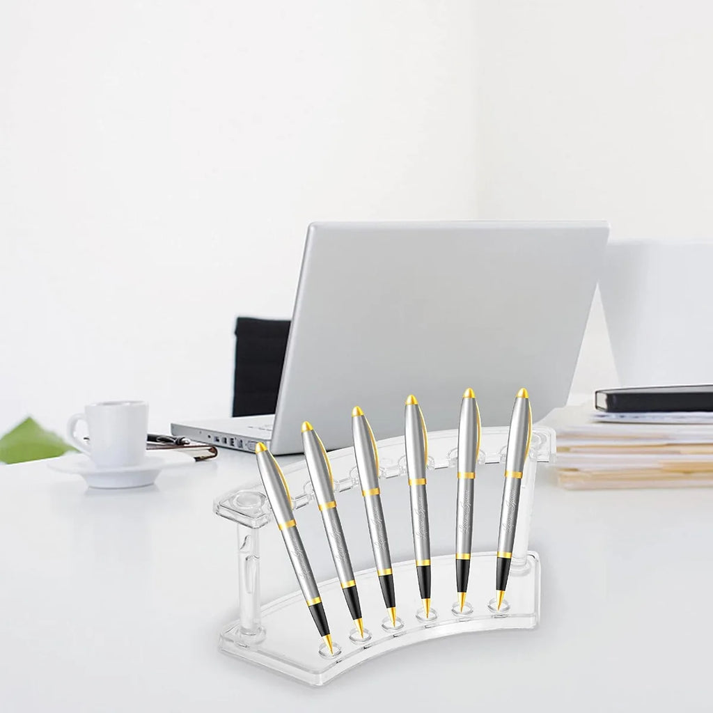 1pc,Vertical 6-slot pen holder, transparent plastic display stand, pencil holder, eyebrow pencil holder, makeup brush holder Oasis Select