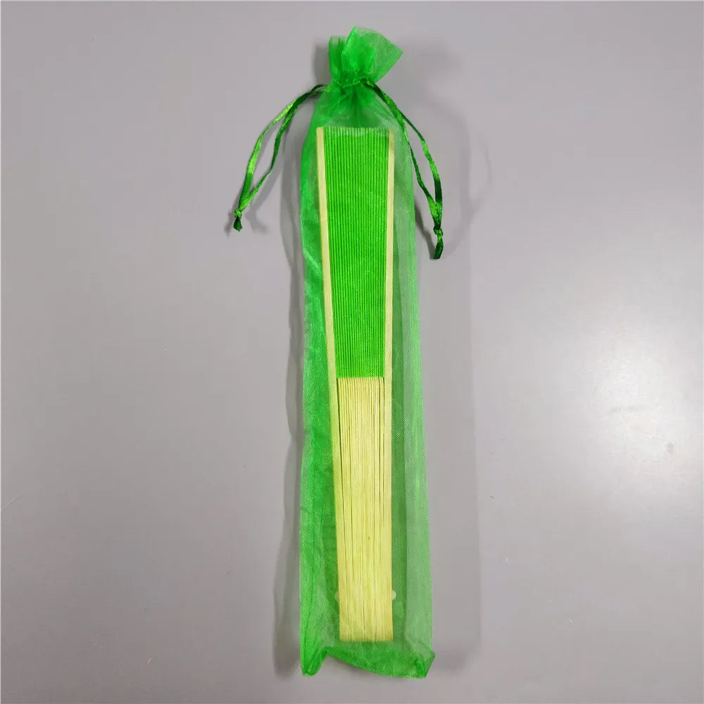 Hand Folding Fan with Organza Bag Bridal Shower Kids Christestening Favors Wholesale Bamboo Fabric Handheld Fans Oasis Select Fluorescent G