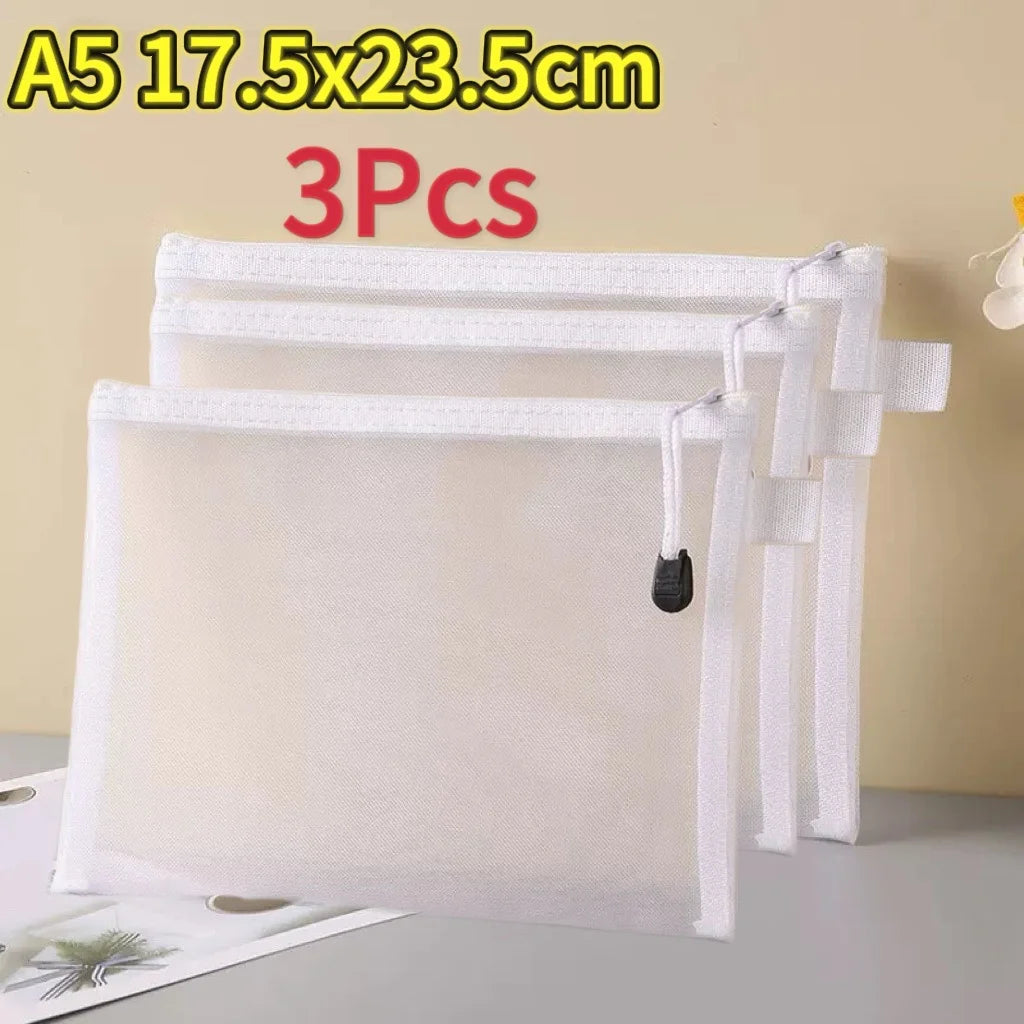 Transparent Mesh Storage Bags with Zipper for Lego Blocks, Puzzle&Toy Organization,Kids' Sorting Pouch for Small Parts Organizer Oasis Select 3pcs M white