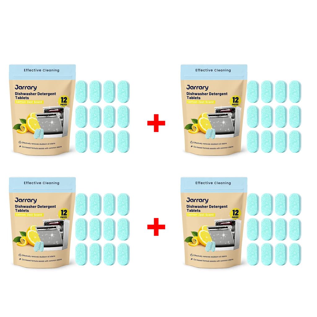 Dishwasher Cleaner Tablets Deep Cleaning & Odor Remove Grease Residue and Grime for Fresher Cleaner Machine Restore Shine Oasis Select 4 X 12pcs boxed