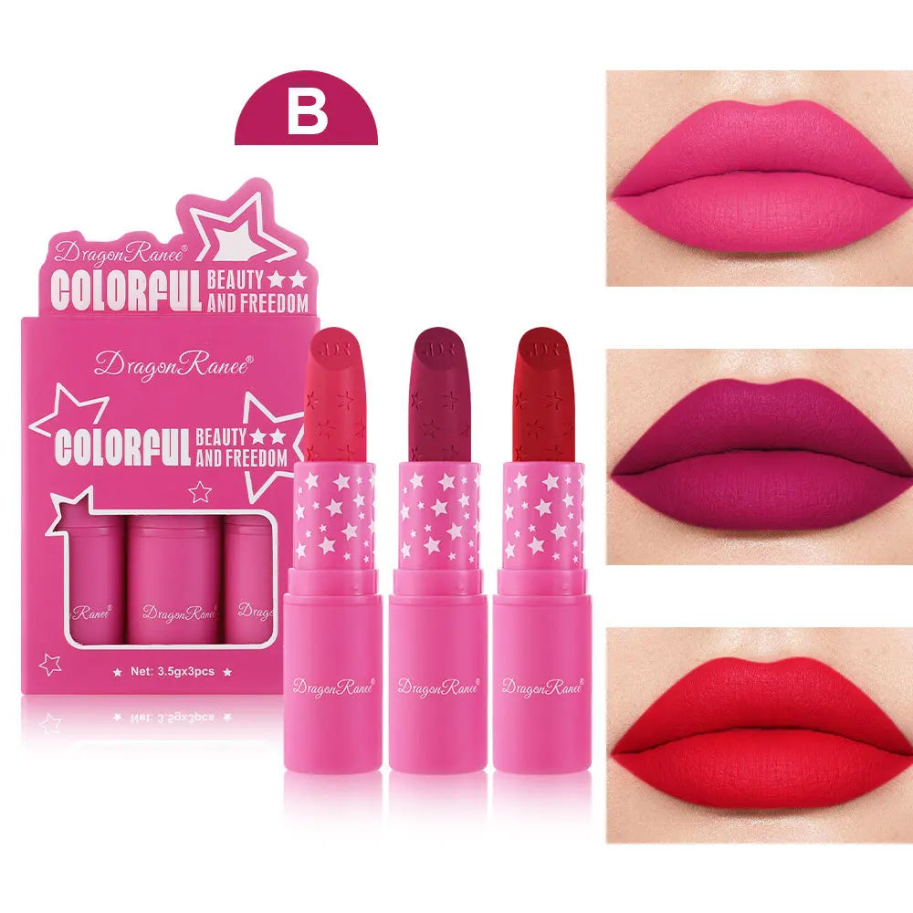 Dragon Ranee 3-Pc Matte Lipstick Set – Waterproof & Long Lasting
