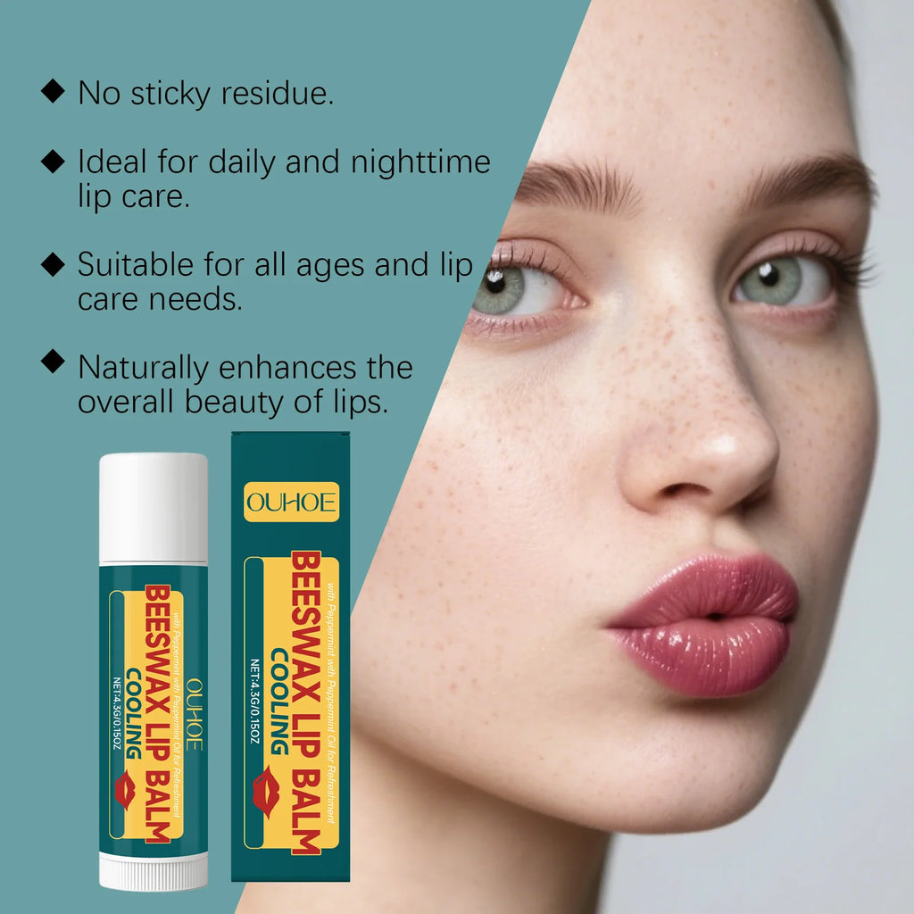 OUHOE Anti-Peeling Mint Beeswax Lip Balm - Hydrates, Moisturizes Softens Plumps and Nourishes Lips for Daily Care Oasis Select