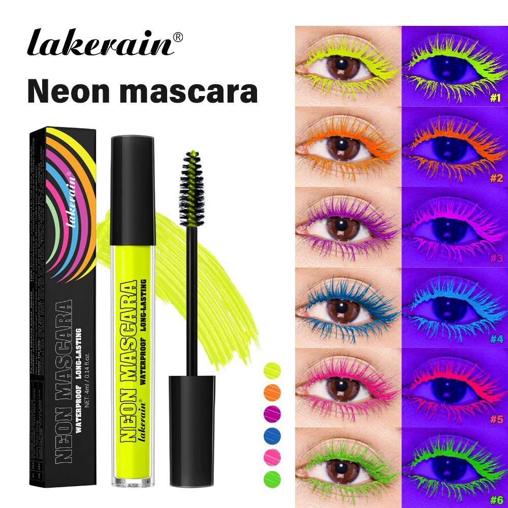 Fluorescence Mascara Waterproof Eyelash Long Lasting Fast Dry Colorful Neon Eyelashes Curling Lengthens Eye Lashes Cosmetics Oasis Select