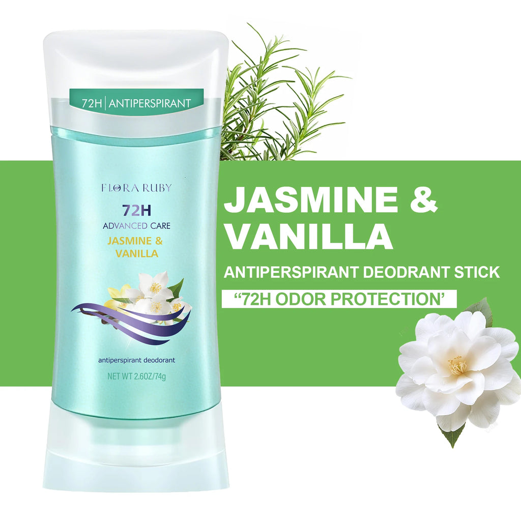 Flora Ruby Deodorant Stick, Deodorant Balm, 72 hours Long lasting and refreshing, Floral fragrance Natural Formula Oasis Select Jasmin