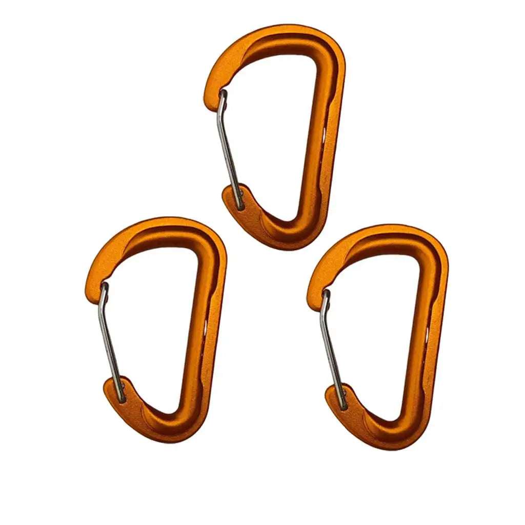 3 pc Outdoor Camping Aluminum Alloy Carabiner Keychain Hiking Backpacking Organizer Hook Mountaineering Hanging Spring Gate Lock Oasis Select orange 3 pcs