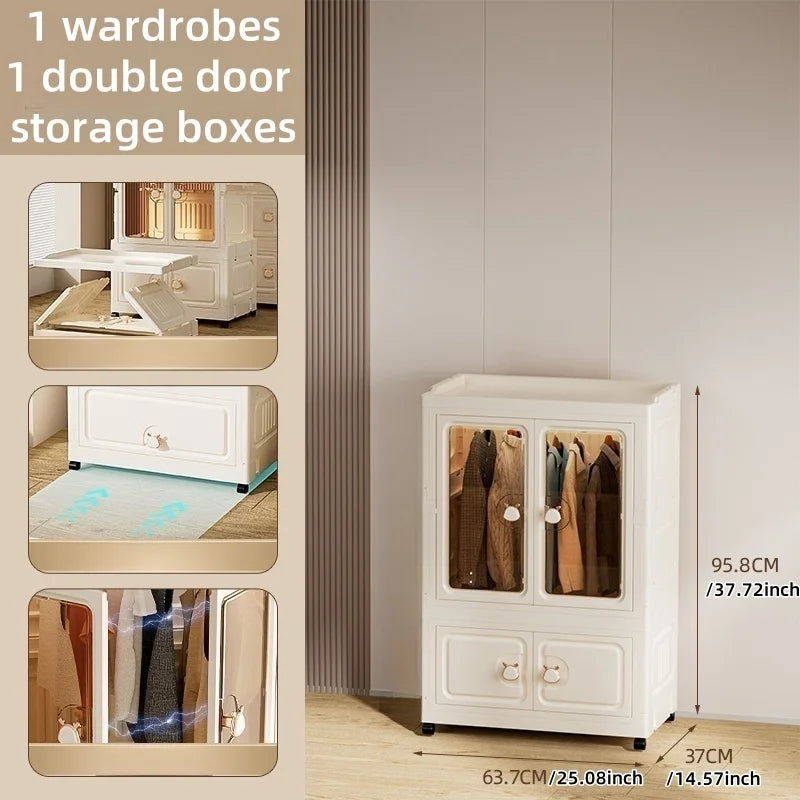 Foldable Storage Cabinet,Multi-Tier Heavy-Duty Organizer with Single/Double Door Design,Rolling Wheels for Living Room/Bedroom Oasis Select Tawny1L 1S