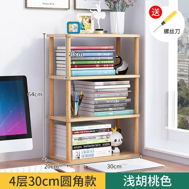 Minimalist Wooden Desktop Bookshelf | Multi-Layer Desk Organizer