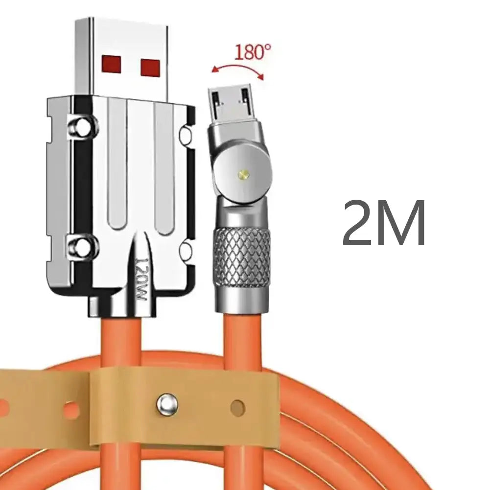120W 6A USB-C Fast Charging Cable | 180° Rotating Silicone