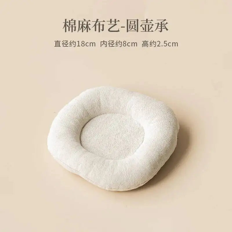 Plum Blossom Embroidery Brocade Tea Mat Household Tea Towel Tea Flag Teapot Mat Teapot Holder Heat Insulation Dry Bubble Mat Tea Oasis Select Round Teapot Holder