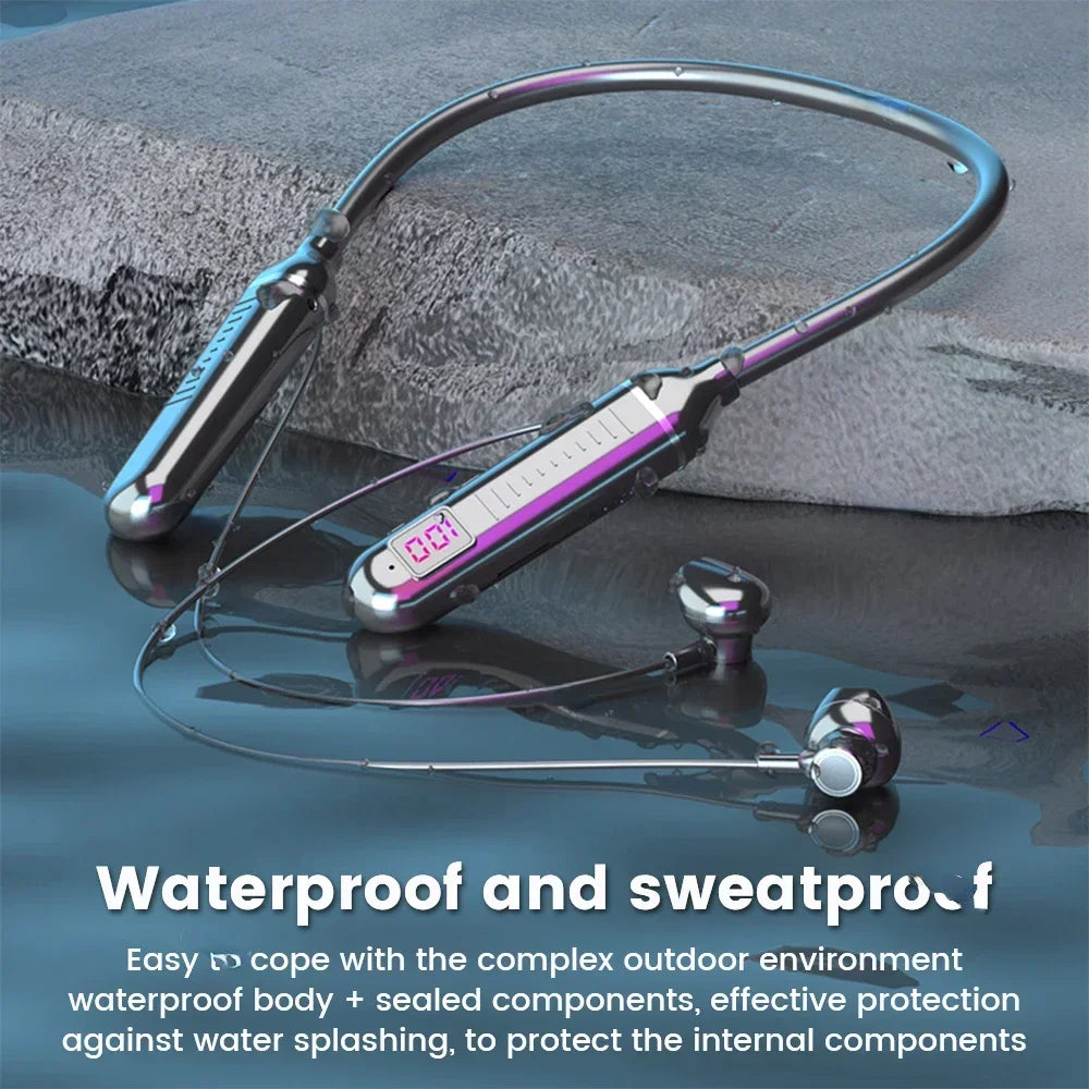 TF Card LED Display Wireless Earphones Bluetooth 5.3 Neckband Headphones Gaming Stereo Sport Headset Waterproof Earbuds With Mic Oasis Select