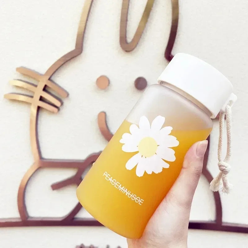 Small Daisy Frosted Plastic Mug Transparent Portable Travel Tea Cup BPA Free Cute Outdoor Girl Water Cup Children Water Bottle Oasis Select