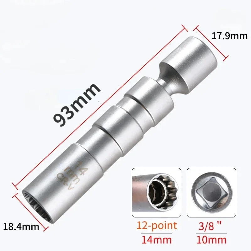 14mm 16mm Spark Plug Removal Tool Wrench Magnetic Sleeve 3/8-Inch 12-Point Swivel Candle Key 16mm Magnet Pull Out Spark Plugs Oasis Select