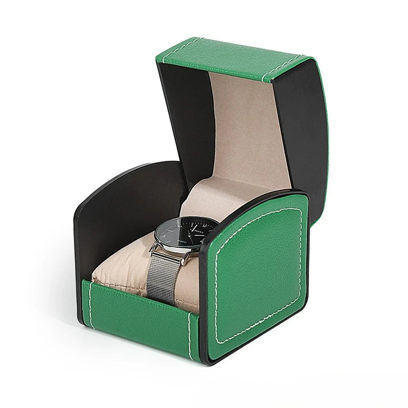 PU Leather Flip-top Watch Box - Luxury Storage Case for Wristwatch & Mechanical Watch, Packaging Organizer for Men Women Oasis Select green