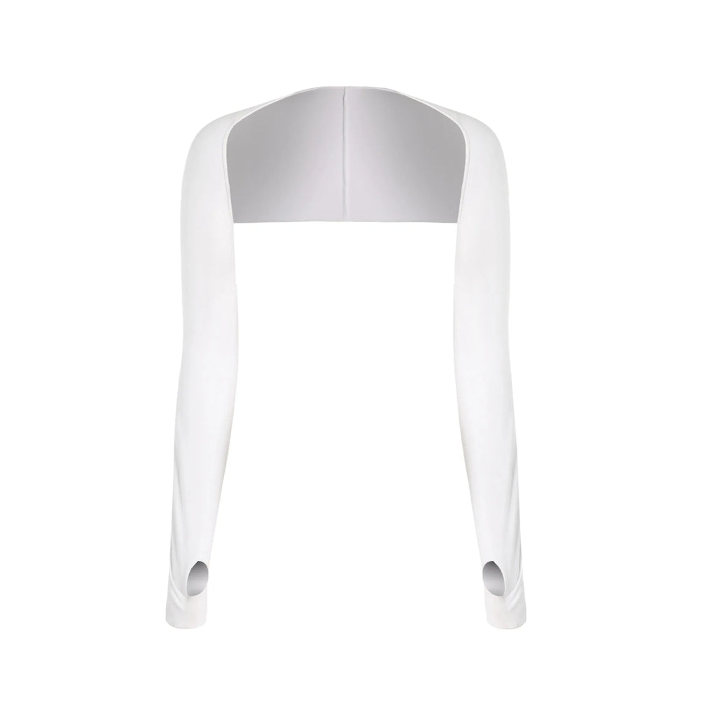 Ultra Thin Ice Silk Shawl Arm Sleeves Cooling Sun Protection Long Gloves Breathable Anti UV Hand Cover For Outdoor Golf Sports Oasis Select white