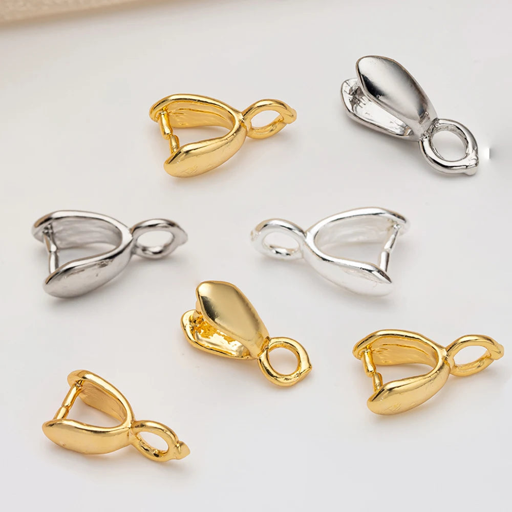 20pcs 18K Gold Plated Brass Snap Bail Hook Pinch Clips Pendant Dangle Charm Clasps for DIY Necklace Bracelet Jewelry Making Oasis Select
